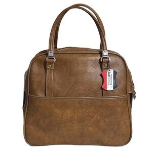 AMERICAN TOURISTER • Vintage Camel Leather Carry-On Bag Luggage Overnight